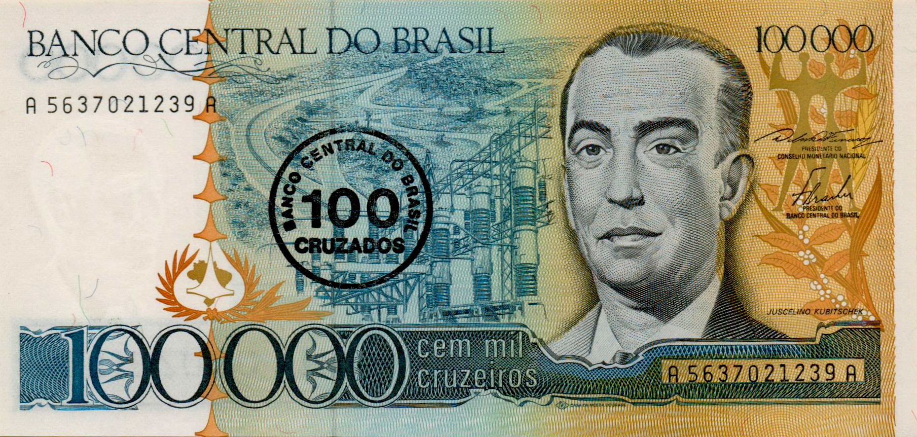 Brazil 10 1986 UNC P-208